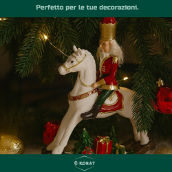 Cavallo a Dondola in Resina - Con Soldato Schiaccianoci - 24x6x18 cm