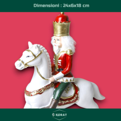 Cavallo a Dondola in Resina - Con Soldato Schiaccianoci - 24x6x18 cm