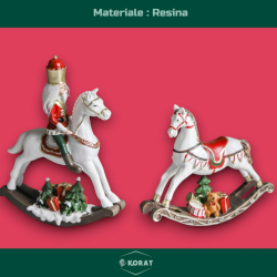 Cavallo a Dondola in Resina - Con Soldato Schiaccianoci - 24x6x18 cm