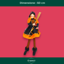 Befana Seduta in Resina - Abiti a Pois - 60 cm