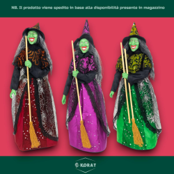 Befana in Resina - Vestito Paillettes - 40 cm - Con Luci e Suoni