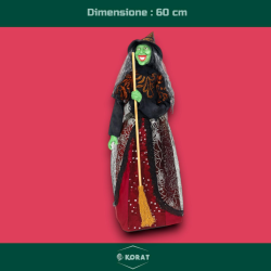 Befana in Resina - Vestito Paillettes - 40 cm - Con Luci e Suoni