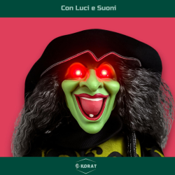 Befana in Resina - Vestito Paillettes - 40 cm - Con Luci e Suoni