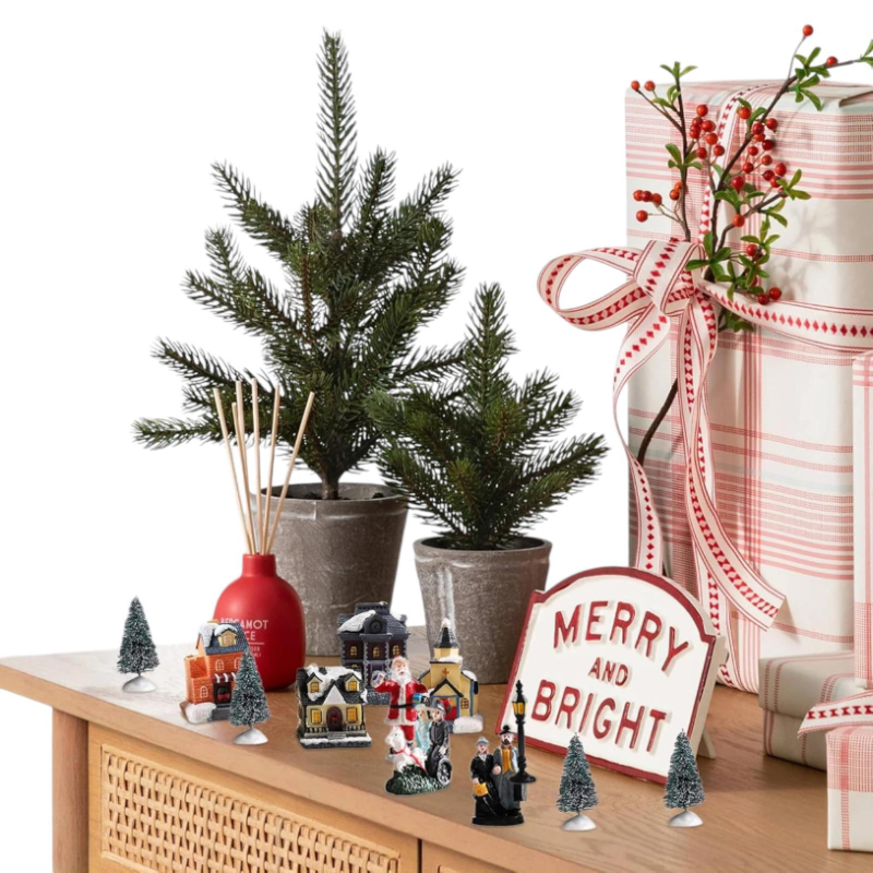 Città del Natale set 8 pz - 3 cassette-  Con Luci e Led 30 cm