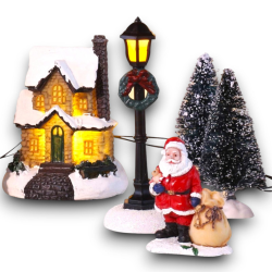 Città del Natale set 8 pz - 3 cassette-  Con Luci e Led 30 cm