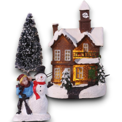 Città del Natale set 8 pz - 3 cassette-  Con Luci e Led 30 cm