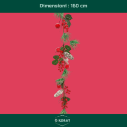 Ghirlanda Natalizia - 160 cm - Con Bacche, Pigne e Mele Innevate 