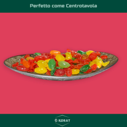 Centrotavola Natalizio in Vetro - Ovale - 42.5x22 cm - Oro