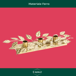 Star - Portacandele in Ferro - Oro - 3 Posti - 35x17x4.5 cm