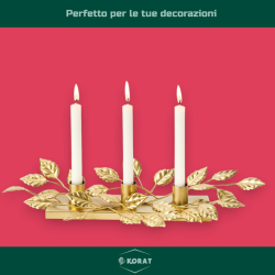 Star - Portacandele in Ferro - Oro - 3 Posti - 35x17x4.5 cm