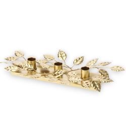 Star - Portacandele in Ferro - Oro - 3 Posti - 35x17x4.5 cm