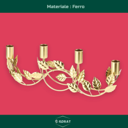 Star - Portacandele in Ferro - Oro - 4 Posti - 37x5x12 cm