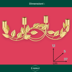 Star - Portacandele in Ferro - Oro - 4 Posti - 37x5x12 cm