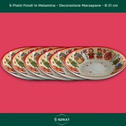 Set Piatti Natalizi in Melamina – Servizio da 13 Pezzi Decorato “Marzapane” con Motivi Natalizi Pan di Zenzero
