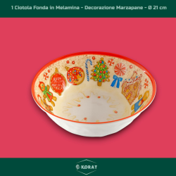 Set Piatti Natalizi in Melamina – Servizio da 13 Pezzi Decorato “Marzapane” con Motivi Natalizi Pan di Zenzero