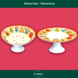 Set Alzatine Natalizie in Melamina Decorata – Collezione Marzapane, 30 cm e 21 cm