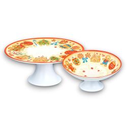 Set Alzatine Natalizie in Melamina Decorata – Collezione Marzapane, 30 cm e 21 cm