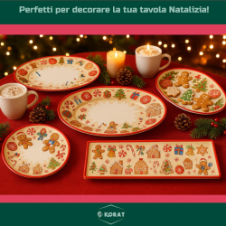 Set di 7 Vassoi e 1 Piatto Panettone - Decorazione Marzapane - in Melamina