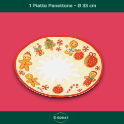 Set di 7 Vassoi e 1 Piatto Panettone - Decorazione Marzapane - in Melamina