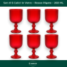 Set 6 Calici per Vino in Vetro - Rosso Rigato - 260 ML