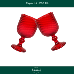 Set 6 Calici per Vino in Vetro - Rosso Rigato - 260 ML