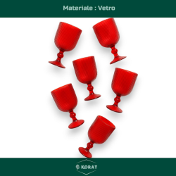 Set 6 Calici per Vino in Vetro - Rosso Rigato - 260 ML