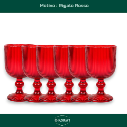 Set 6 Calici per Vino in Vetro - Rosso Rigato - 260 ML