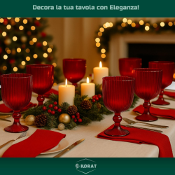 Set 6 Calici per Vino in Vetro - Rosso Rigato - 260 ML