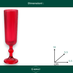 Set 6 Calici Flute in Vetro - Rosso Rigato - 160 ML