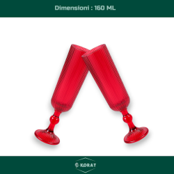 Set 6 Calici Flute in Vetro - Rosso Rigato - 160 ML