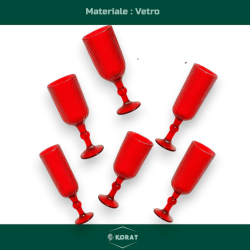 Set 6 Calici Flute in Vetro - Rosso Rigato - 160 ML