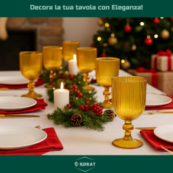 Set 6 Calici per Vino in Vetro - Oro Rigato - 260 ML