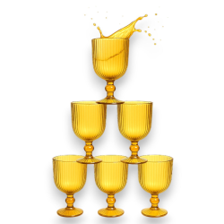 Set 6 Calici per Vino in Vetro - Oro Rigato - 260 ML