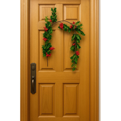 Ghirlanda Natalizia con Foglie di Vischio e Bacche Rosse – 152 cm, Decorazione Realistica per Interni