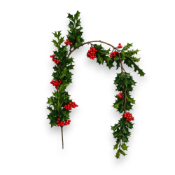 Ghirlanda Natalizia con Foglie di Vischio e Bacche Rosse – 152 cm, Decorazione Realistica per Interni