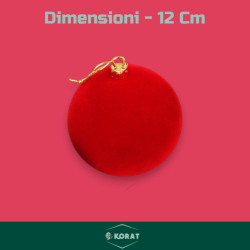 4 Palline Floccate Rosse - 12 Cm