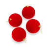 4 Palline Floccate Rosse - 12 Cm