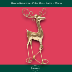 Renna Natalizia Dorata in Latta – Scultura Elegante per un Natale Raffinato 39 cm