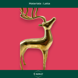 Renna Natalizia Dorata in Latta – Scultura Elegante per un Natale Raffinato 39 cm