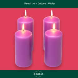 Set di 4 Candele Pilastro Lilla – Eleganza e Atmosfera per Casa, Tavola e Avvento