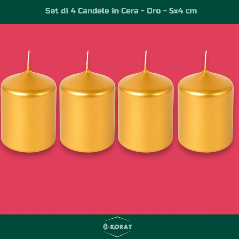 Candele Dorate Premium – Set da 4 per Decorazioni Raffinate