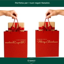 Set di 12 Buste Regalo in Carta - Rossa con Borchie Oro - 50x40x18 cm