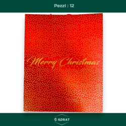 Set di 12 Buste Regalo in Carta - Rossa con Borchie Oro - 50x40x18 cm