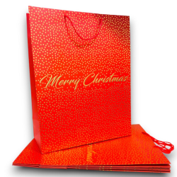 Set di 12 Buste Regalo in Carta - Rossa con Borchie Oro - 50x40x18 cm