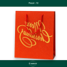 Set di 12 Buste Regalo in Carta - Rossa Glitterata con Scritto Oro - 25x20x10 cm