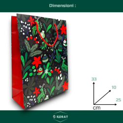 Set di 12 Buste Regalo in Carta - Natalizia con 3 Modelli Diversi - 33x25x10 cm