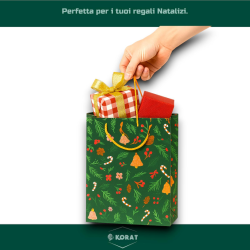 Set di 12 Buste Regalo in Carta - Natalizia con 3 Modelli Diversi - 33x25x10 cm