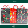 Set di 12 Buste Regalo in Carta - Natalizia con 3 Modelli Diversi - 33x25x10 cm