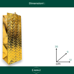 Set di 12 Buste Regalo in Carta - Oro Laminata - 36x12x9 cm