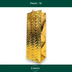 Set di 12 Buste Regalo in Carta - Oro Laminata - 36x12x9 cm